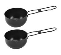 FOMIYES Outdoor Cooking Pot 2Pcs Iron Stew Pan Set for Instant Noodles and Rice Camping Use