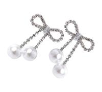 FOMIYES Pearl Bow Earrings with Rhinestone Decoration Lightweight Studs for Women Durable Fashion Jewelry for Birthday Wedding Prom Everyday Wear