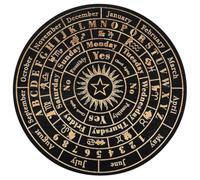 FOMIYES Pendulum Board Divination Board with Zodiac Signs and Months | Solid Wood, round Polished Surface, Symbols and Letters, for Tarot Readers and Meditation Spaces