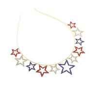 FOMIYES Pentagram Star Shape Headband Lightweight Alloy Rhinestone Hairband for Independence Day Party Festival Costume Accessory Fits