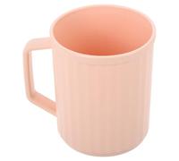 FOMIYES Plastic Toothbrush Tumbler Cup with Handle, Large Capacity Pink Travel Tooth Mug, Sturdy Bathroom Reusable Plastic Mug for Boys and Girls and Adults