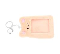 FOMIYES Plush Cartoon Front Pocket Holder Keychain with Clip, Minimalist Student Card Wallet, Brown Bear Design for Backpack and School Bag Accessories