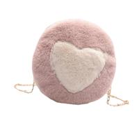 FOMIYES Plush Crossbody Bag with Love Heart Pattern Fashion Shoulder Bag for Women Soft Storage Pouch Comfortable Fluffy Hand Feel Suitable for Daily Use Shopping Parties and Casual