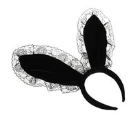 FOMIYES Plush Lace Rabbit Ear Hair Hoop Black Non-slip Headband Women Party Cosplay Accessory Cute Fashionable Headdress for Dance Recital Proms and Daily Wear
