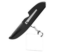 FOMIYES Portable Foldable Comb Keychain Fine Tooth Beard Brush Men's Travel Folding Pocket Comb Square Mirror Material