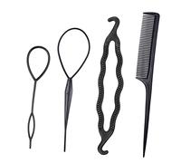 FOMIYES Portable Hair Bun Braid Ponytail Maker Set 4pcs Holder Clip Roll for Styling Tools