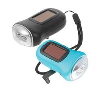 FOMIYES Portable Hand Crank Solar Flashlight 2pcs with LED Light Abs Material, Hand-Crank Charging Function Compact and Energy-efficient Torch for Camping and Emergency Rescue