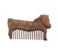 FOMIYES Portable Sandalwood Wooden Hair Comb with Zodiac Horse Carving Anti-static Wide Tooth Scalp Massager for Travel and Daily Use Compact Natural Wood Comb for Men and Women