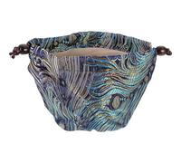 FOMIYES Portable Satin Drawstring Teacup Storage Bag Blue Gold Phoenix Pattern, Convenient Teaware Travel Pouch for Single Small Tea Cup, Multi-Function Tea Cup Container for Outdoor Use