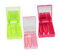 FOMIYES Portable Travel Makeup Brush Set 5 Pieces Mini Multifunctional Foundation and Eyeshadow Brushes with Mirror Compact Cosmetic Tools for Women on The Go