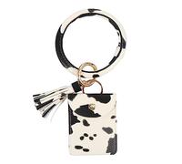 FOMIYES PU Coin Purse Wristlet Key Chain with Stylish Tassel Multifunctional Key Ring Holder for Coins Credit Cards and Ids for Women