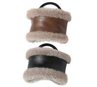 FOMIYES Pu Leather Plush Hair Ties 2pcs Thick Elastic Ponytail Holders for Women Girls Soft Brown and Black Hair Accessories for Daily Styling