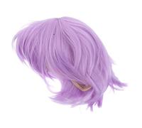 FOMIYES Purple Wig Synthetic Short Bob Cosplay Wig for Men Women Heat Resistant Spiky Fluffy Hair Pastel Lavender Color for Halloween Carnival Party