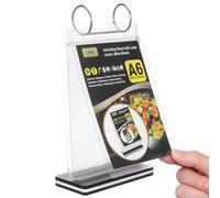 FOMIYES PVC A6 Flip Page Menu Display Stand Holder, Desktop Paper Sign Holder for Restaurant Drink Lists and Food Menus, Tabletop Advertising Display Stand for Hospitality Use