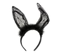 FOMIYES Rabbit Ears Headband Lace Decorative Hairbands Faux Material for Bunny Ear Modeling for Performance Show Headdress Matching Black and Clips