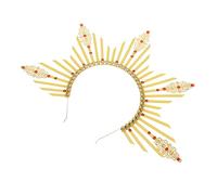 FOMIYES Radiant Crown Headband Yellow Vintage Sunburst Headpiece Party Cosplay Hair Accessory for Women and Girls
