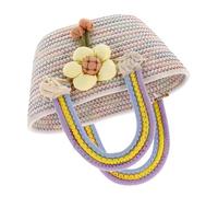 FOMIYES Rainbow Woven Tote Bag for Women Durable Handcrafted Beach Handbag with Vibrant Design for Casual Outings and Daily Use for Summer Style