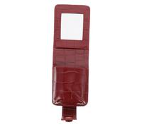 FOMIYES Red Leather Lipstick Holder Cosmetic Bag with Built Mirror Compact Travel Makeup Pouch Organizer for Women Lightweight Mini Cosmetic Case for Cash and Cards Portable Gift for