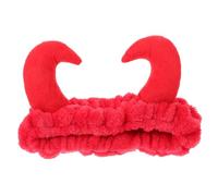FOMIYES Red Plush Devil Horn Headband for Face Washing and Skincare, Soft Elastic Fabric Hairband for Women’s Makeup, Spa Facial Hair Accessory for Daily Beauty Routine