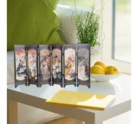 FOMIYES Resin Folding Chinese Screen 4-panel Mini Room Divider Decorative Desktop Screen with Ancient Chinese Lady Painting for Indoor Home and Office Decor