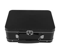 FOMIYES Retro Small Black Tin Lunch Box 205x150x75mm with Lock Hinged Lid, Metal Bento Container for Sandwiches, Snacks, and Outdoor Picnics