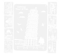 FOMIYES Reusable Painting Stencils Famous Buildings Theme, 9 Plastic Sheets Drawing Templates for Architectural Art Craft and Scrapbook Decoration