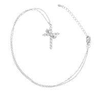 FOMIYES Rhinestone Crown Cross Pendant Necklace for Women Exquisitely Crafted Chain Versatile Fashion Jewelry for Casual and Formal Outfits Comfortable Fit Stylish Faith Accessory