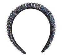 FOMIYES Rhinestone Crystal Headband Wide Beaded Hair Hoop Blue Drill Decorative Accessory for Women Party Formal Occasion