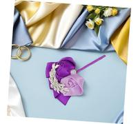 FOMIYES Rhinestone Wrist Corsage and Brooch with Ribbon Artificial Roses Bridesmaid Wedding Flower Bracelet and Boutonniere for Ceremony Elegant Purple Floral Accessories