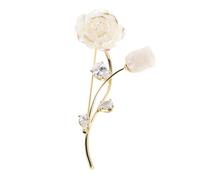 FOMIYES Rose Flower Brooch Pin with Sparkling Zircon Detailing for Women Elegant Floral Lapel Pin Accessory for Dresses Suits Coats Weddings and Special Events