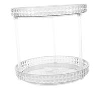 FOMIYES Rotating Perfume Holder round Makeup Tray 2-tier Cosmetic Storage Organizer for Vanity Desktop, Luxury Diamond Pattern, Suitable for Skincare and Fragrance Display