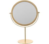 FOMIYES Round Tabletop Makeup Mirror with Stand Double Sided Vanity Bedroom Cosmetics Standing Desktop Mirrors (Golden) for Home Use and Travel