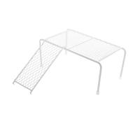 FOMIYES Rutin Chicken Platform with Ladder Large White Iron Chicken Coop Rack Feeding Shelf Holder for Poultry Care and Roosting