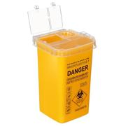 FOMIYES Sharps Bin for Needles, 1L Sharps Box for Clinical Waste Disposal Yellow Container with Safe Lock, Sharps Travel Syringes, Lancets & Tattoo Supplies