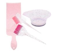 FOMIYES Shimmering Pink Hair Dye Brush and Bowl Set Easy to Use Hair Color Kit for Beginners Comfortable Grip Unique Brush Comb Design
