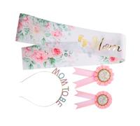 FOMIYES Shower Girl Decorations Pink Rhinestone Crown Headband Mom Sash Daddy Badge Kit Lightweight Elegant Party Enhancer for Gender Reveal and Pregnancy Celebrations