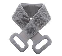 FOMIYES Silicone Bath Towel Exfoliating Scrubber with Double Sided Design and Hand Pull Rings Gentle Deep Cleaning Back Massager for Shower Soft Gray Body Wash Strap for Neck Shoulders and