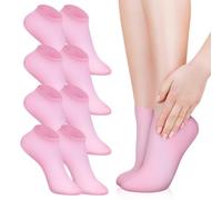FOMIYES Silicone Socks for Women - Moisturizing Anti-Slip Foot Care Socks Soft and Breathable Ideal for Dry Feet Treatment (Pink 5 Pairs)