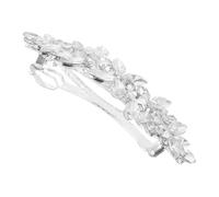 FOMIYES Silver Crystal Rhinestone Hair Barrettes for Women Sparkling Bridal Hair Clips Wedding Ponytail Holder Spring Clamp Elegant Hairpiece Accessories