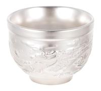FOMIYES Silver-Plated Kung Fu Teacup Chinese Style Tasting Tea Cup for Home Use Classic Retro Tea Ware Cup with Dragon Phoenix Pattern