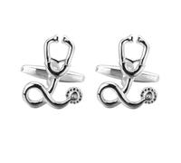 FOMIYES Silver Stethoscope Cufflinks Stainless Steel Practical and Aesthetical Design, Creative Sleeve Nail for Men for Formal Occasions and Business Meetings