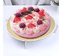 FOMIYES Single-tier Cake Display Stand with Golden Dot Pattern, Paper Material round Cake and Cupcake Tray for Party Tables and Weddings