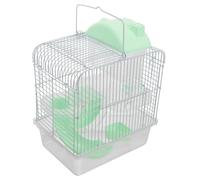 FOMIYES Small Hamster Cage 23x17x33cm Double-layer Crystal Castle with Green Base, Small Pet Wire Habitat Suitable for Hamsters and Rats