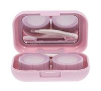 FOMIYES Small Matte Purple Dual Compartment Holder with Mirror Compact Travel Lens Container for Women