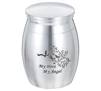 FOMIYES Small Pet Ashes Container Cremation Urn Made of Waterproof Titanium Steel with Anti-fading Coating, Gracefully Shaped Silver Urn for Dogs Ashes Suitable for Bookshelves