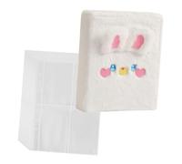 FOMIYES Small Photo Album Book with White Plush Bunny Cover, A5 Size 6-Ring Binder with 10 Sheets Four-Grid Photocard Pages, Portable Photocard Holder for Students and Collectors