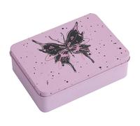 FOMIYES Small Pink Iron Tin Box Lid, Butterfly Pattern Desktop Storage Organizer, Portable Candy and Trinket Container for Home and Packaging