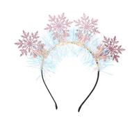 FOMIYES Snowflake Headband 4 Pink Silver Glitter Snowflakes Winter Headwear Christmas Party Accessories for Women and Girls Holiday Costume