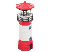 FOMIYES Solar Powered Large Red Rotating Lighthouse Resin Patio Decor Outdoor Garden Figurine Light with LED Landscape Lighting