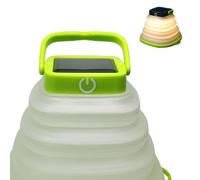 FOMIYES Solar Powered Portable Retractable LED Camping Lantern USB Rechargeable Outdoor Tent Light with Green Trim for Hiking Backpacking Emergency Use